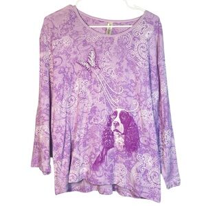 Endless Designs Y2K English Springer Spaniel dog Sparkle Graphic Top 2X